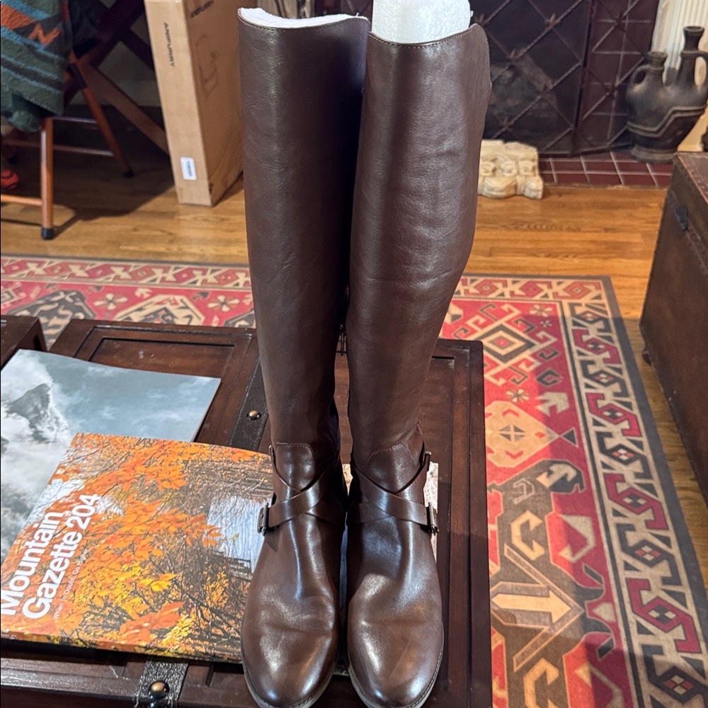 Vince Camuto Brown Leather Boots Paton over the knee